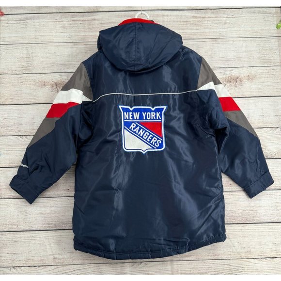 VTG Reebok NHL New York Rangers Embroidered Park Jacket Youth Size XL 18-20 Blue - Picture 2 of 16